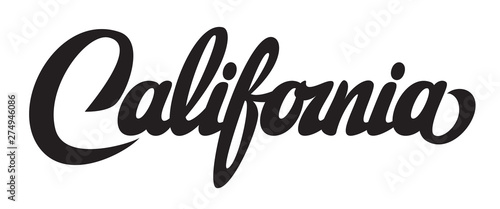 Cuadros en Lienzo Vector illustration with calligraphic lettering California on white background