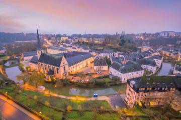 Wall Mural - Skyline of old town Luxembourg City from top view