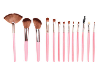 Makeup brushes isolated on white background