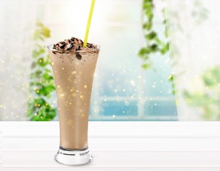 Wall Mural - Delicious milkshake, isolated on white