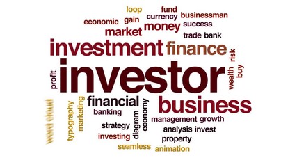 Sticker - Investor animated word cloud. Kinetic typography.