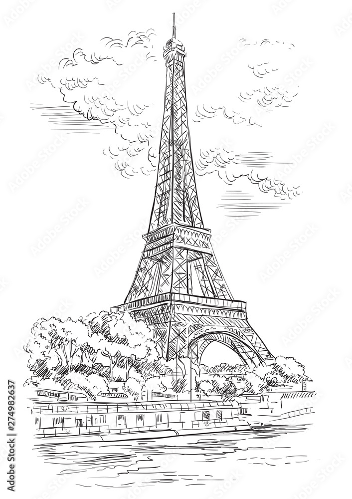 Vector hand drawing Paris 1 - obrazy, fototapety, plakaty 
