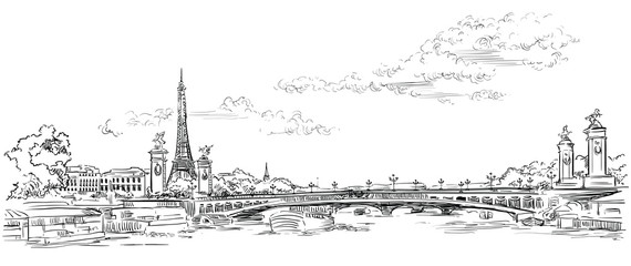 Vector hand drawing Paris 4