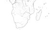 World Map of AFRICA COASTLINE and MADAGASCAR: South Africa, Rhodesia, Namibia, Kenya, Tanzania, Zanzibar, Zambezi, Zimbabwe, Madagascar. Geographic chart with oceanic coastline, islands and rivers.
