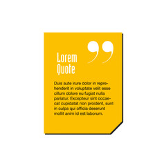Yellow Innovative vector quotation template in quotes. Creative vector banner illustration with a quote in a frame with quotes. Vector illustration isolated on white background.