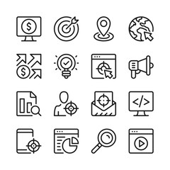 Wall Mural - seo line icons set. target marketing. modern graphic design concepts, simple outline elements collec