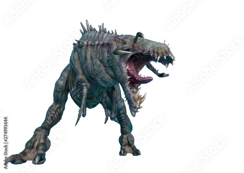 Fotografía alien animal is aggressive in a white background
