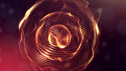 Wall Mural - 3d rendering background of glowing particles with depth of field, bokeh. microworld or sci-fi theme.