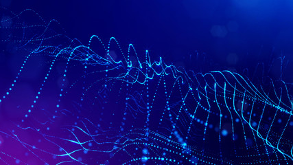 Wall Mural - 3d rendering background of glowing particles with depth of field, bokeh. microworld or sci-fi theme.