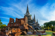 Wat Phra Si Sanphet Temple In Ayutthaya Historical Park, Ayutthaya Province, Thailand. UNESCO World Heritage.