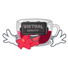 Wall Mural - Virtual reality hibiscus tea is served character glasses