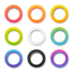 Sticker - Set color round frames with shadows on white background for Your vibrant design