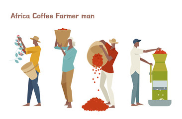 Wall Mural - Male coffee farmer character set.flat design style minimal vector illustration.