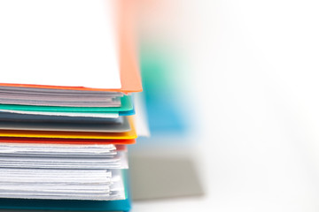 pile of documents on white background