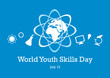 © betka82 - World Youth Skills Day vector. Human abilities illustration. White education icon set. Study simple icons set. Science symbols. World Youth Skills Day Poster, July 15. Important day