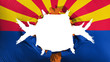 Arizona state flag with a big hole, white background, 3d rendering