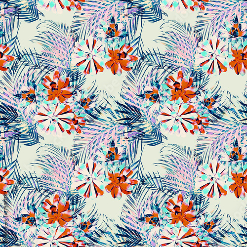 Succulent seamless pattern template.
