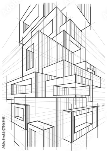 Abstract Linear Architectural Sketch Of Abstract Multi