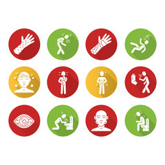 Sticker - Allergy symptoms flat design long shadow glyph icons set