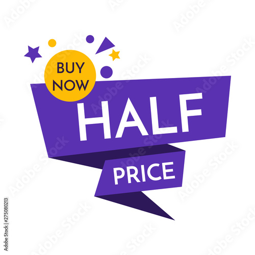Half Price Off Sale Graphic Poster With Shopping Tag Big Sale