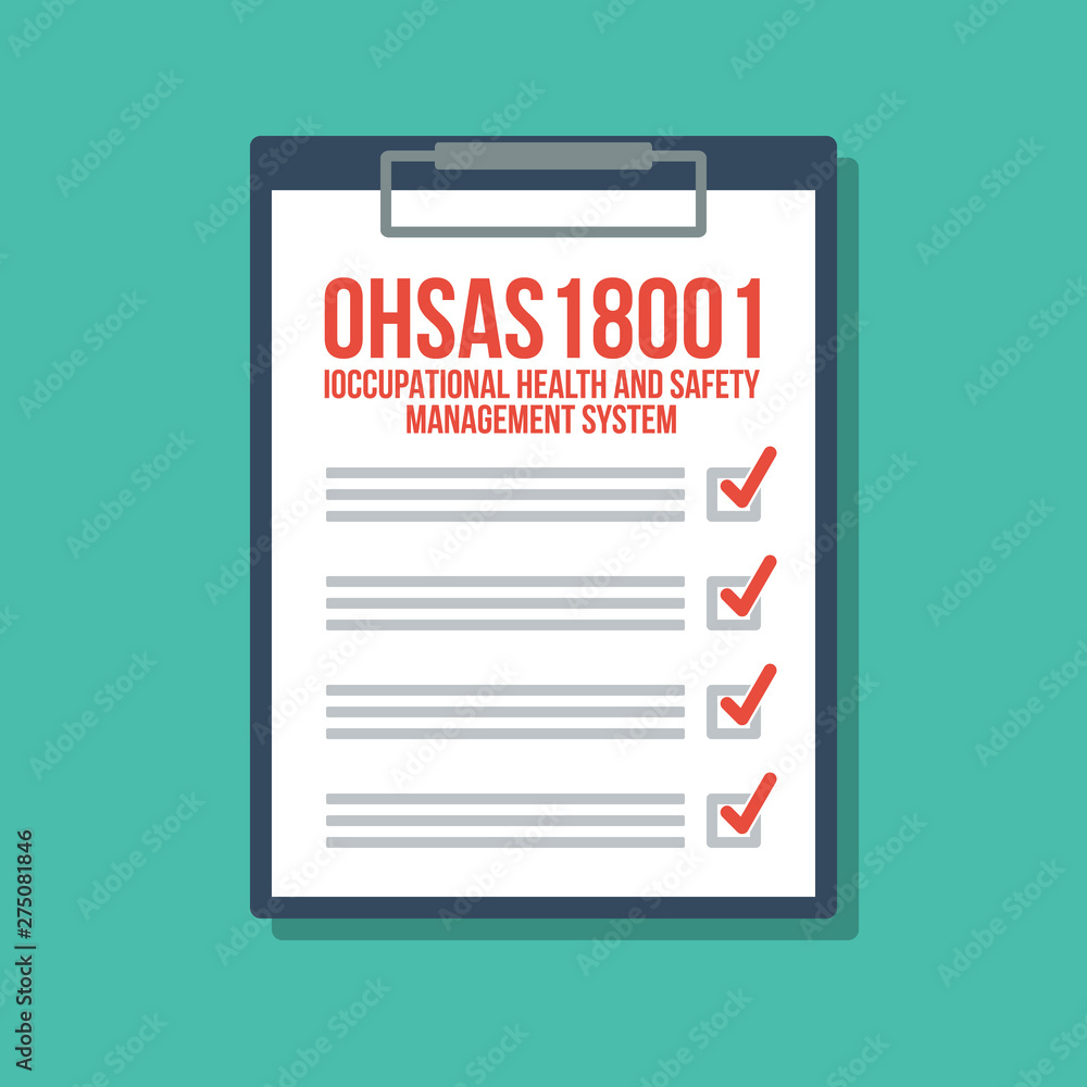 occupational health and safety management system checklist in clipboard ...