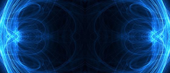 Wall Mural - blue circular wave glow. kaleidoscope lighting effect.