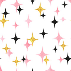 Wall Mural - Seamless starburst pattern. Vector abstract stars background