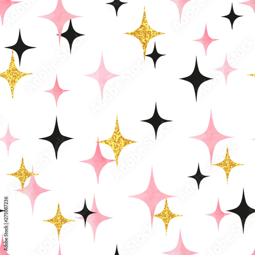 Seamless starburst pattern. Vector abstract stars background