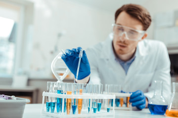 Selective focus of a test tube rack