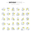 Set Vector Line Icons of Birthday
