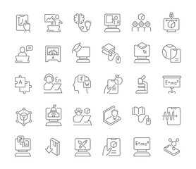 Sticker - Set Vector Line Icons of Educational Technology