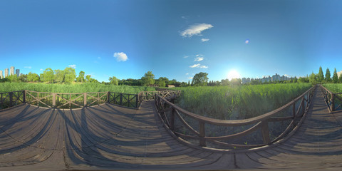 Ansan, South Korea - 7 June 2019. Panorama 360 degree view in park. Forest and Park 360 image, VR AR content.