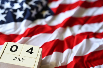 4th of July calendar and American Flag Concept Happy Independence Day