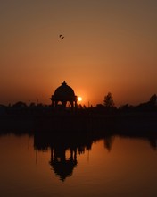 Ghat Sunset At Vadtal Village, Anand