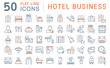 Set Vector Line Icons of Hotel Business