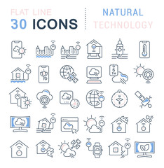 Poster - Set Vector Line Icons of Natural Technology