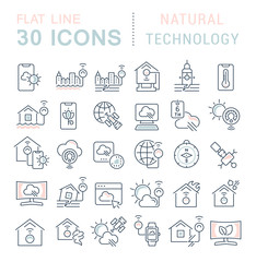 Poster - Set Vector Line Icons of Natural Technology