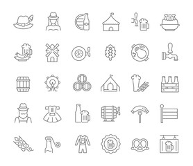 Poster - Set Vector Line Icons of Octoberfest