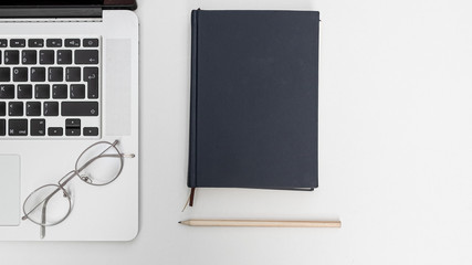 business empty planer notebook and laptop top view