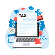 Online tax payment vector illustration concept. Filling tax form	