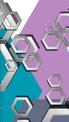 Abstract geometric background with hexagon cold color composition. Vector illustration