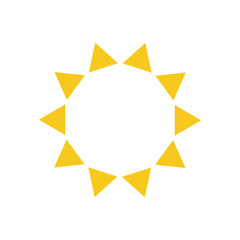 Wall Mural - Summer symbol. Sun modern icon. Sunny circle shape. Isolated vector logo concept on white background