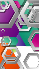 Abstract geometric background with hexagon, brights color compositions. Vector illustration