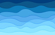 Paper art cartoon sea waves. Vector illustration