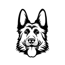 German Shepherd Dog - Isolated Outlined Vector Illustration