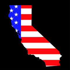 California state map with American national flag