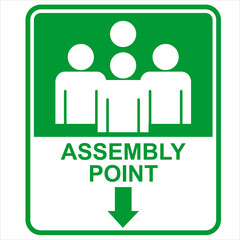 assembly point, sign and sticker