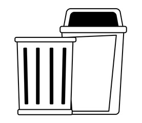 Canvas Print - trash garbage can icon cartoon in black and white