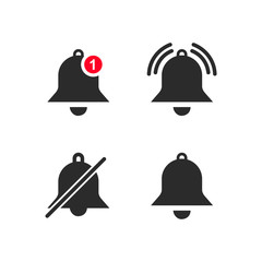 Leinwandbilder - Message notification bell icon set template black color editable. notification symbol pack vector sign isolated on white background. Simple logo vector illustration for graphic and web design.