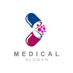 Wall Mural - drug logo, capsule symbol and medical logo template